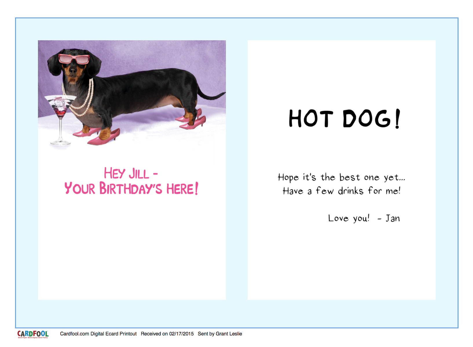 Each Ecard you send includes a Free Exclusive Cardfool Printout for you and your Recipient to share!