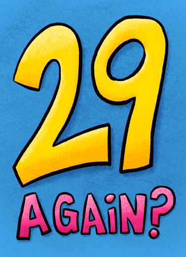 29 Again Lettering Ecard Cover