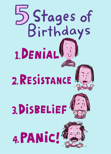 5 Stages of Birthdays  Ecard Cover