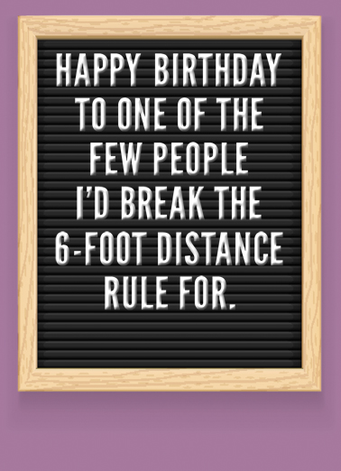 6 Foot Distance Birthday Card Cover