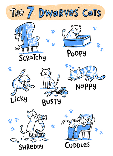 7 Dwarves Cats  Ecard Cover