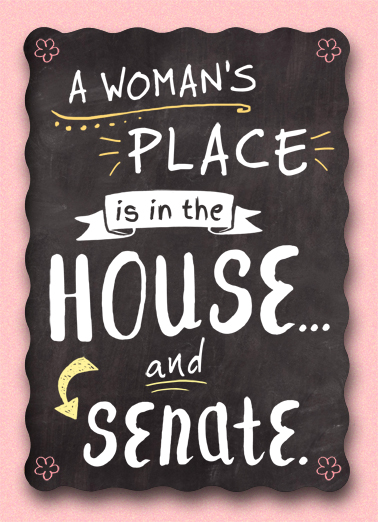 A Woman's Place Lettering Ecard Cover