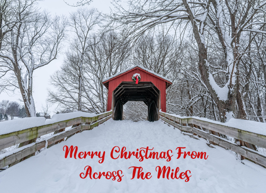 Across The Miles Bridge Christmas Ecard Cover