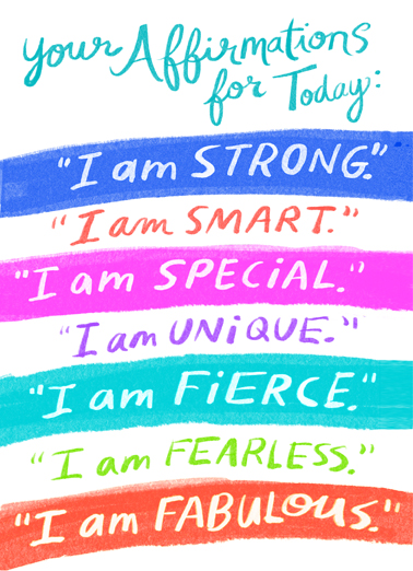 Affirmations for Today Birthday Card Cover