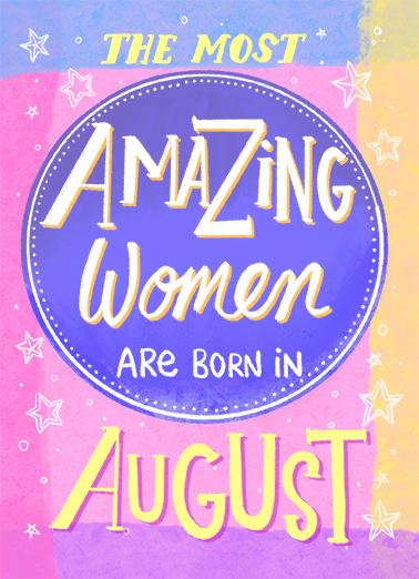 Amazing Woman Birthday August August Birthday Card Cover