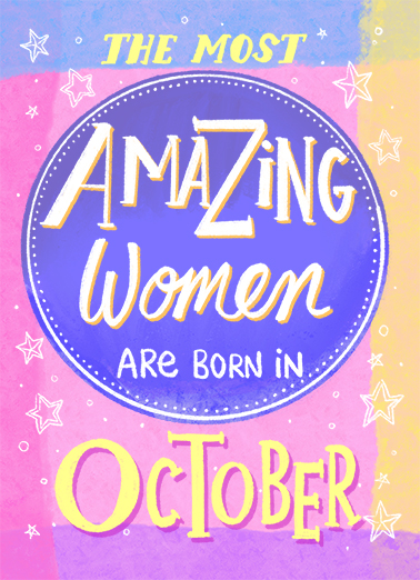 Amazing Woman Birthday October October Birthday Card Cover