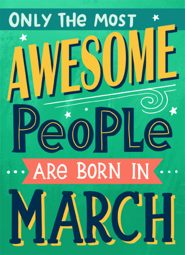 Awesome March March Birthday Card Cover