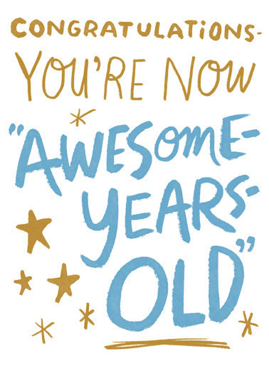 Awesome Years Old Lettering Card Cover