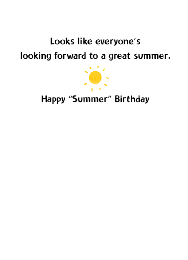 Bernie Beach Summer Birthday Ecard Inside