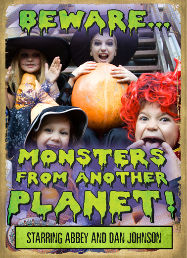Beware Monsters Halloween Card Cover