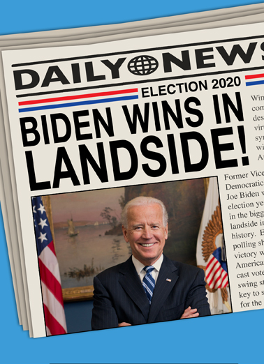 Biden Wins Newspaper Birthday Ecard Cover