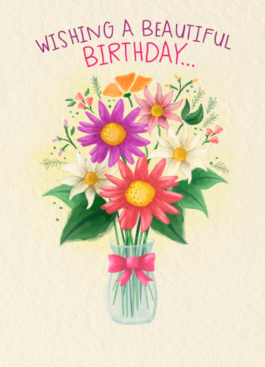 Birthday Beautiful Bouquet Flowers Card Cover