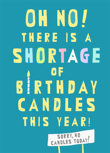 Birthday Candle Shortage Funny Political Card Cover