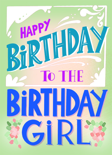 Birthday Girl Lettering Ecard Cover