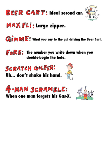 Birthday Golf Terms Category Card Inside