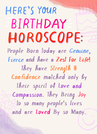 Birthday Horoscope Birthday Card Cover
