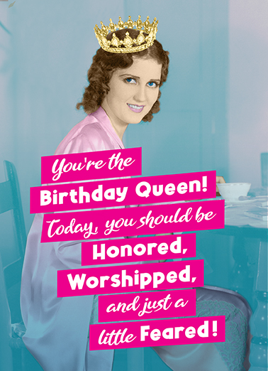 Birthday Queen Today Vintage Ecard Cover