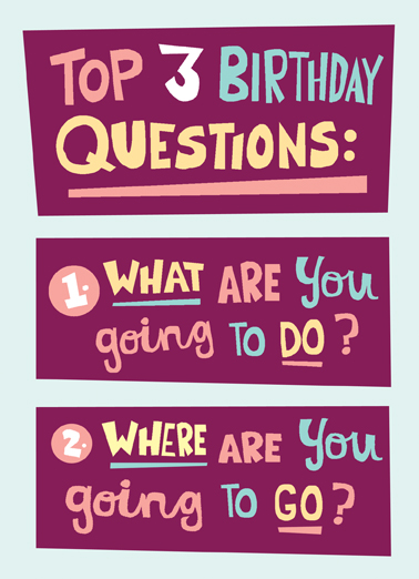 Birthday Questions Lettering Ecard Cover