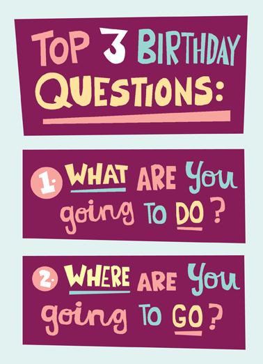 Birthday Questions Funny Card Cover