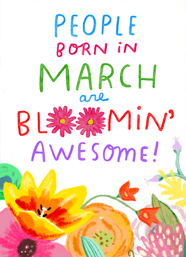 Bloomin Awesome March March Birthday Card Cover