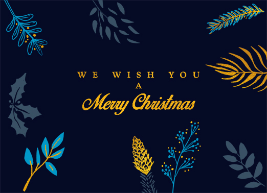 Blue and Gold Wish Christmas Card Cover