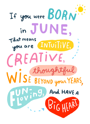 Born in June June Birthday Ecard Cover