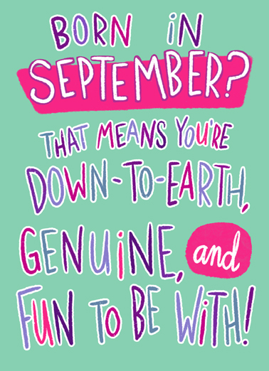 Born in September Means September Birthday Ecard Cover