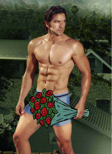 Bouquet Hunk Bday 5x7 greeting Card Cover