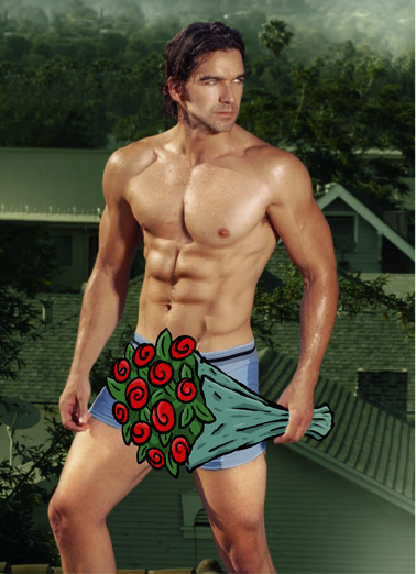 Bouquet Hunk Bday Birthday Ecard Cover