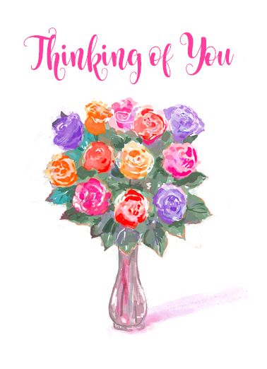 Bouquet Thinking Of You - Funny For Any Time Card to personalize and send.