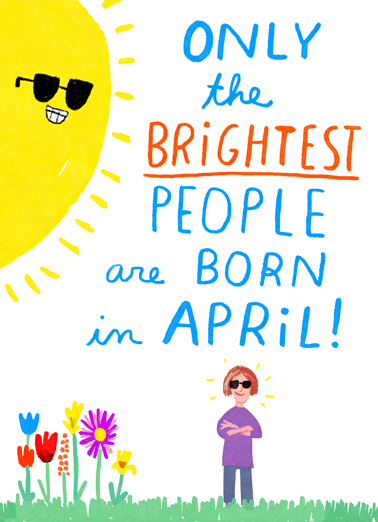 Brightest in April April Birthday Card Cover