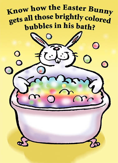 Bunny Bubble Bath Easter Ecard Cover