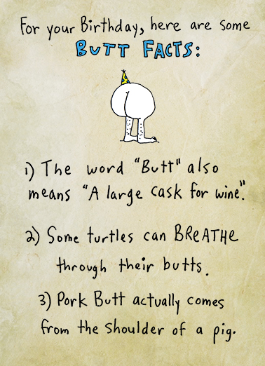 Butt Facts 5x7 greeting Ecard Cover