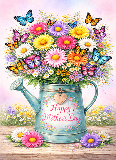 Butterflies Water Can Mother's Day Ecard Cover