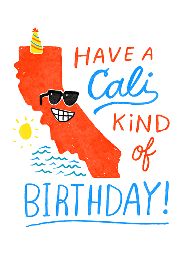 California Birthday Summer Birthday Card Cover