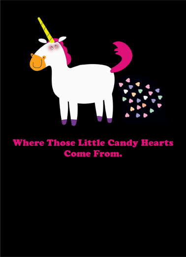 Candy Heart Unicorn Valentine's Day Card Cover