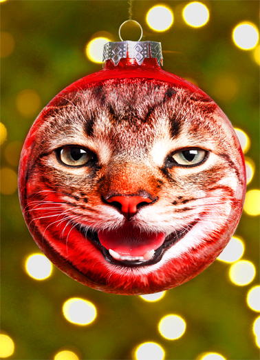 Cat Ornament Face Christmas Ecard Cover