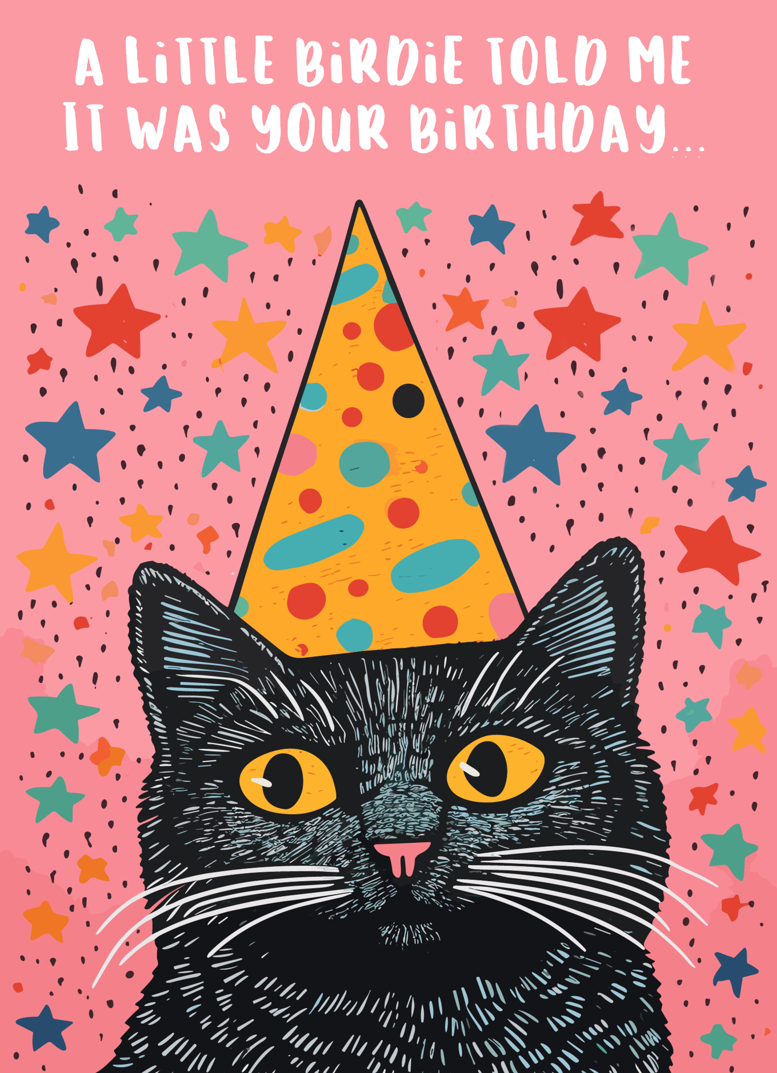 Cat Stars Bday Birthday Card Cover