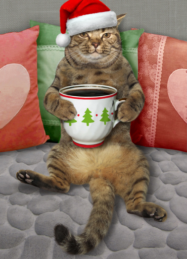 Cat with Coffee XMAS Cute Animals Card Cover