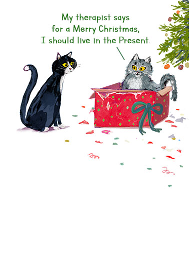 Cats Christmas Present Christmas Ecard Cover