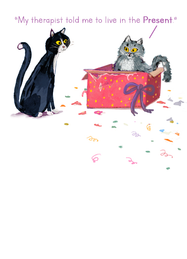 Cats in the Present Birthday Ecard Cover