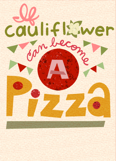 Cauliflower Pizza Birthday Card Cover