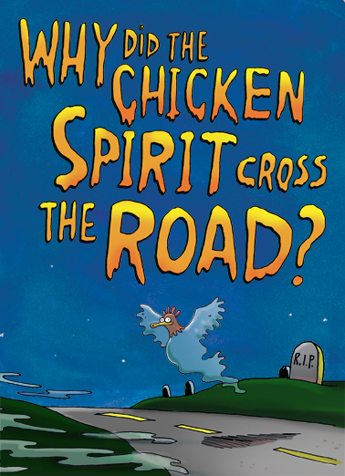 Chicken Spirit Halloween Card Cover