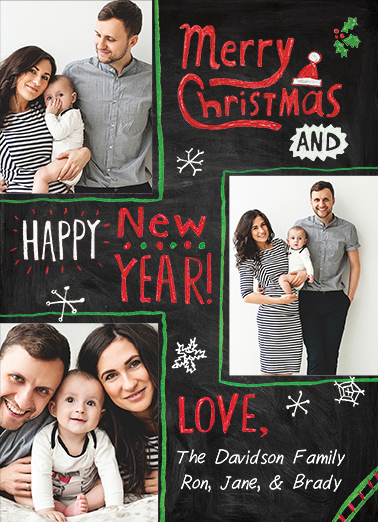 Christmas Chalk Board Add Your Photo Card Cover