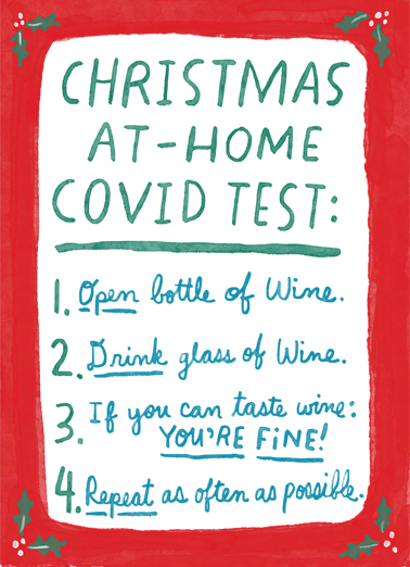 Christmas Covid Test Drinking Card Cover