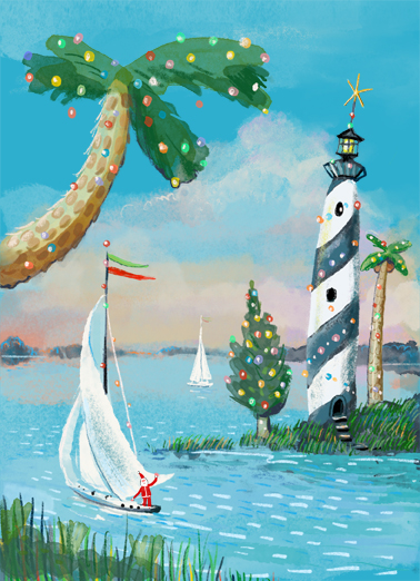 Christmas Lighthouse Christmas Card Cover