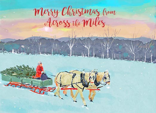 Christmas Sleigh Horses Christmas Card Cover