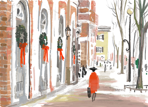 City Sidewalks Christmas Ecard Cover