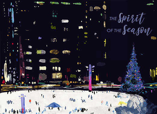 City Skating Rink Christmas Card Cover