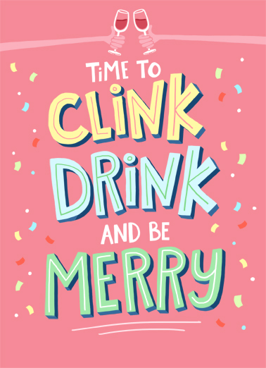 Clink Drink Merry Wine Ecard Cover